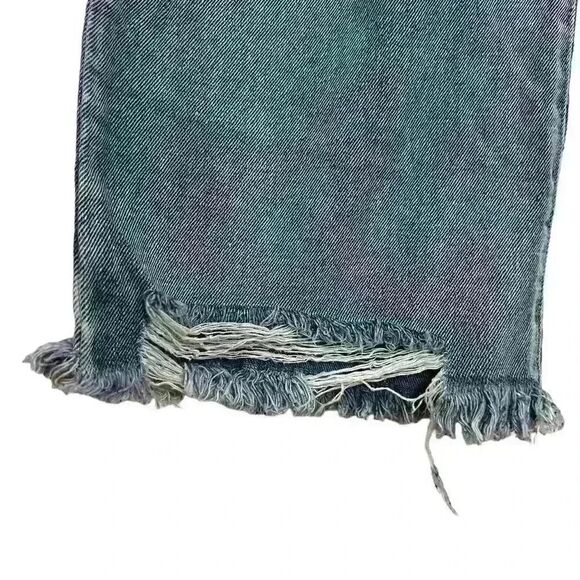 Rewash High-Rise Wide-Leg Jeans – Distressed Raw Hem, Size 9 - Picture 6 of 7